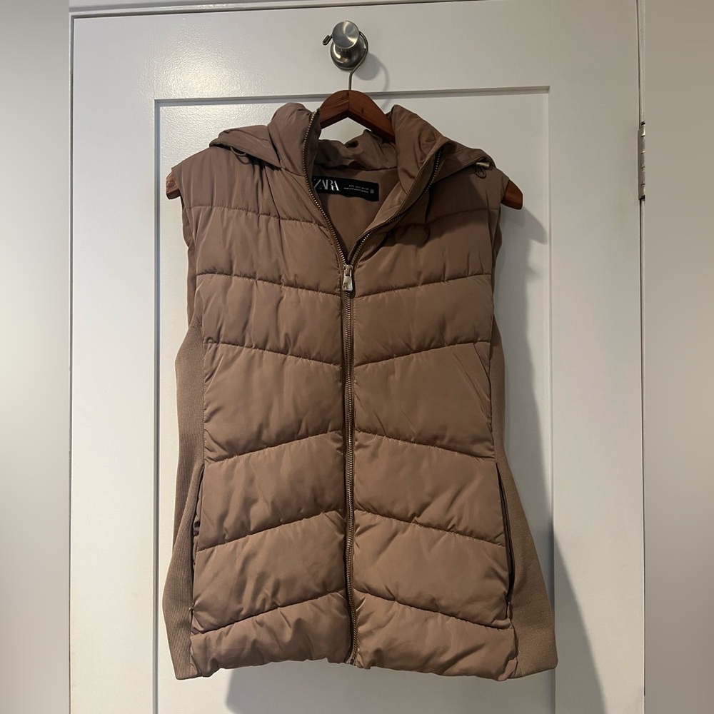 Zara Women's Tan Quilted Vest